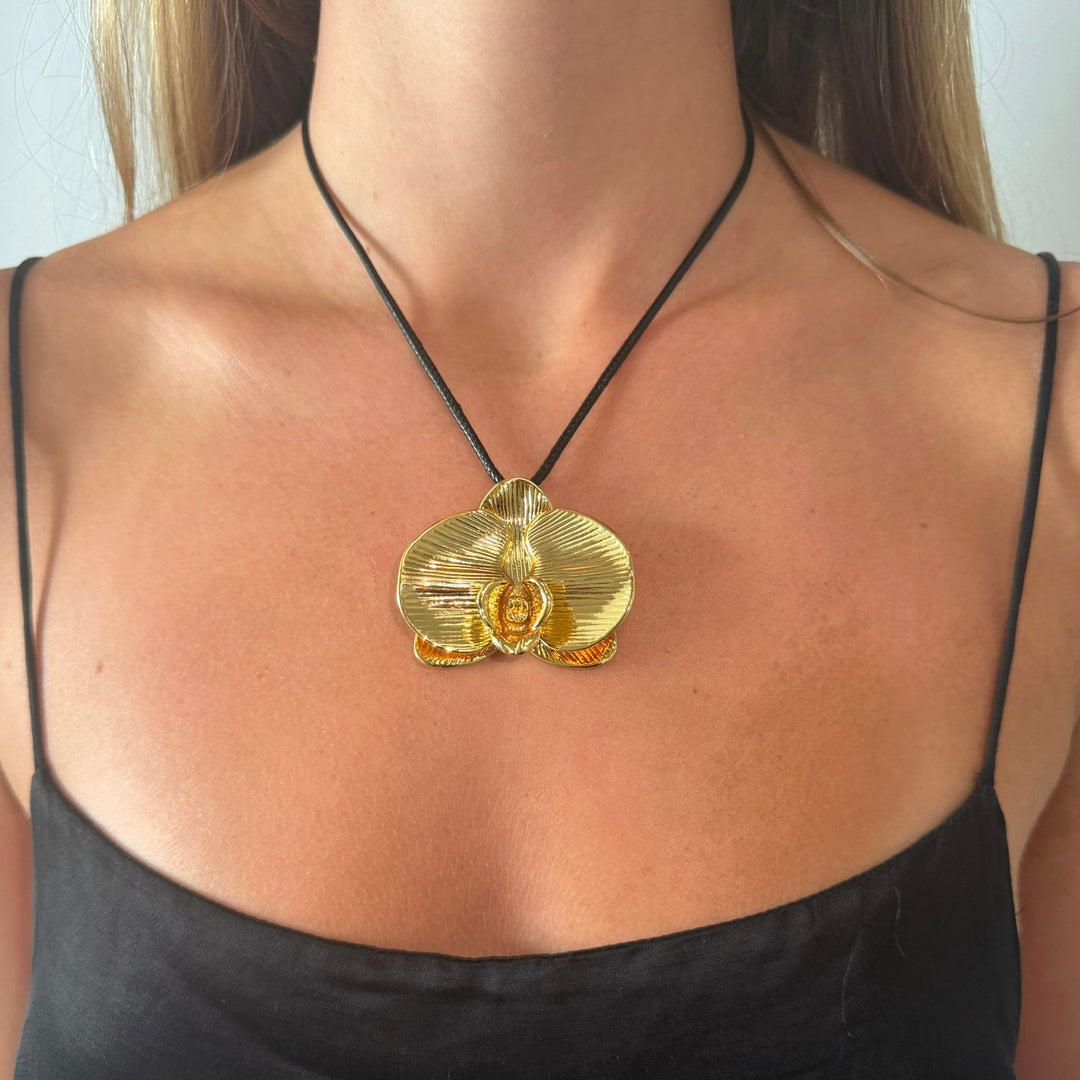 Orchid Cord Necklace- Gold