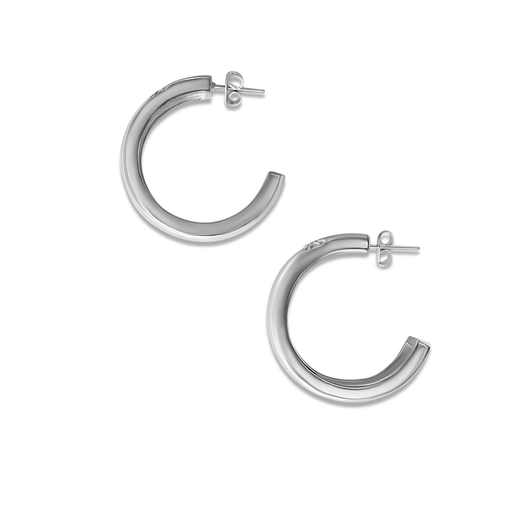 1" Hibiscus Midi Hoops- Silver